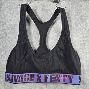 Savage X Fenty Forever Savage Scoop Neck Black Purple Band Bralette Size 12-14